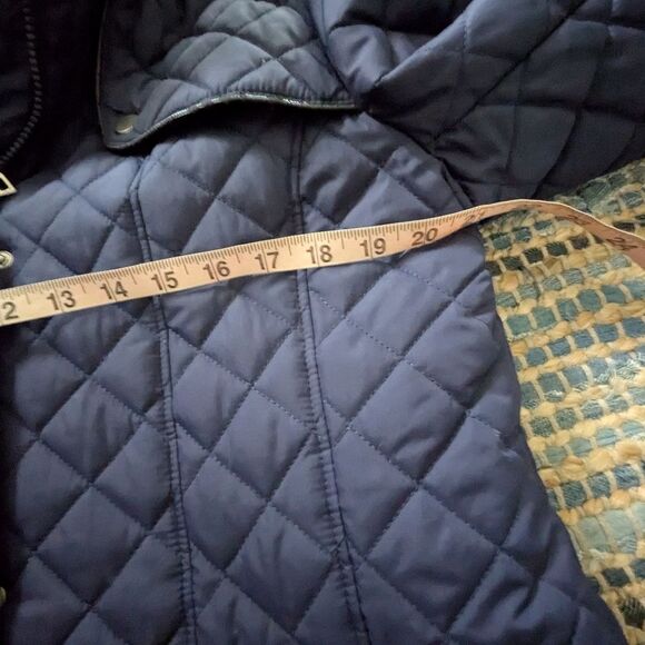 Larry Levine Eggplant Quilted Hooded Puffer Coat L L/S Snap Front Warm Winter Ja - Picture 10 of 11